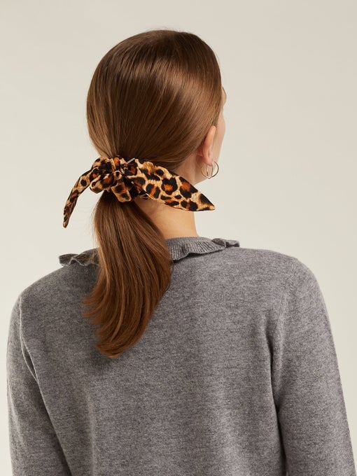 House of Lafayette Bambou Leopard-Print Bow Silk Scrunchie