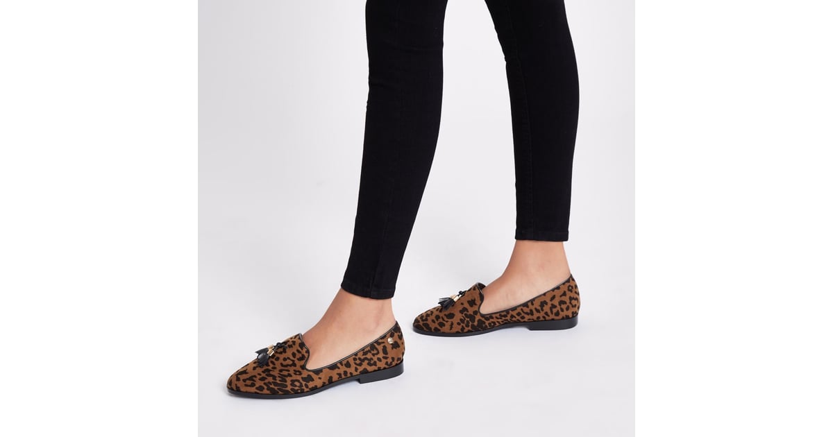 wide leopard print flats