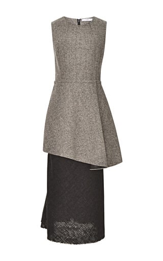 Tome Birdseye Mixed Tweed Peplum Dress