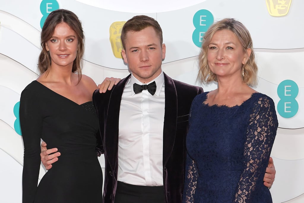 Emily Thomas, Taron Egerton, and Christine Egerton at the 2020 BAFTAs