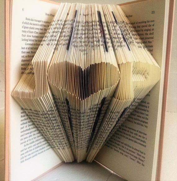 Folded Book Art With Personalized Initials