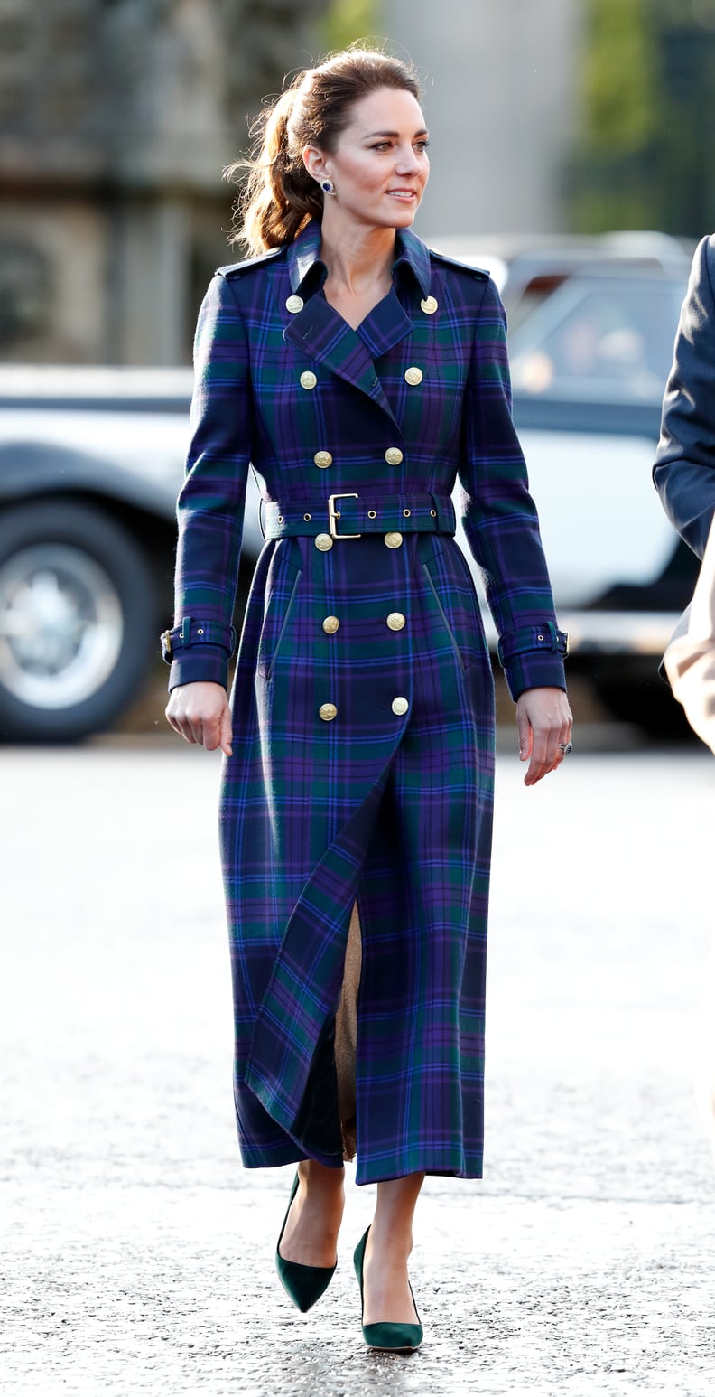 Holland Cooper Blue Tartan Double-Breasted Coat