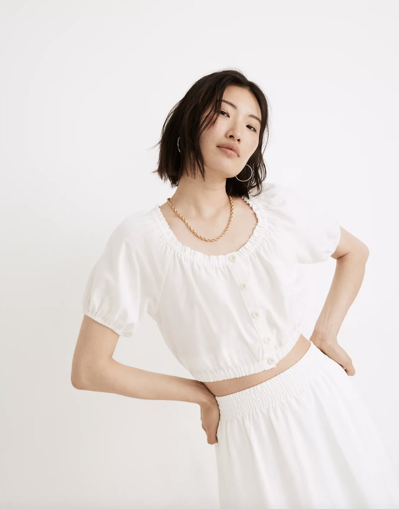 Puff-Sleeve Peasant Crop Top