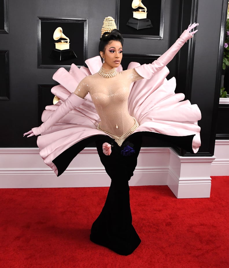 Cardi B's Vintage Mugler Oyster Dress at the 2019 Grammys