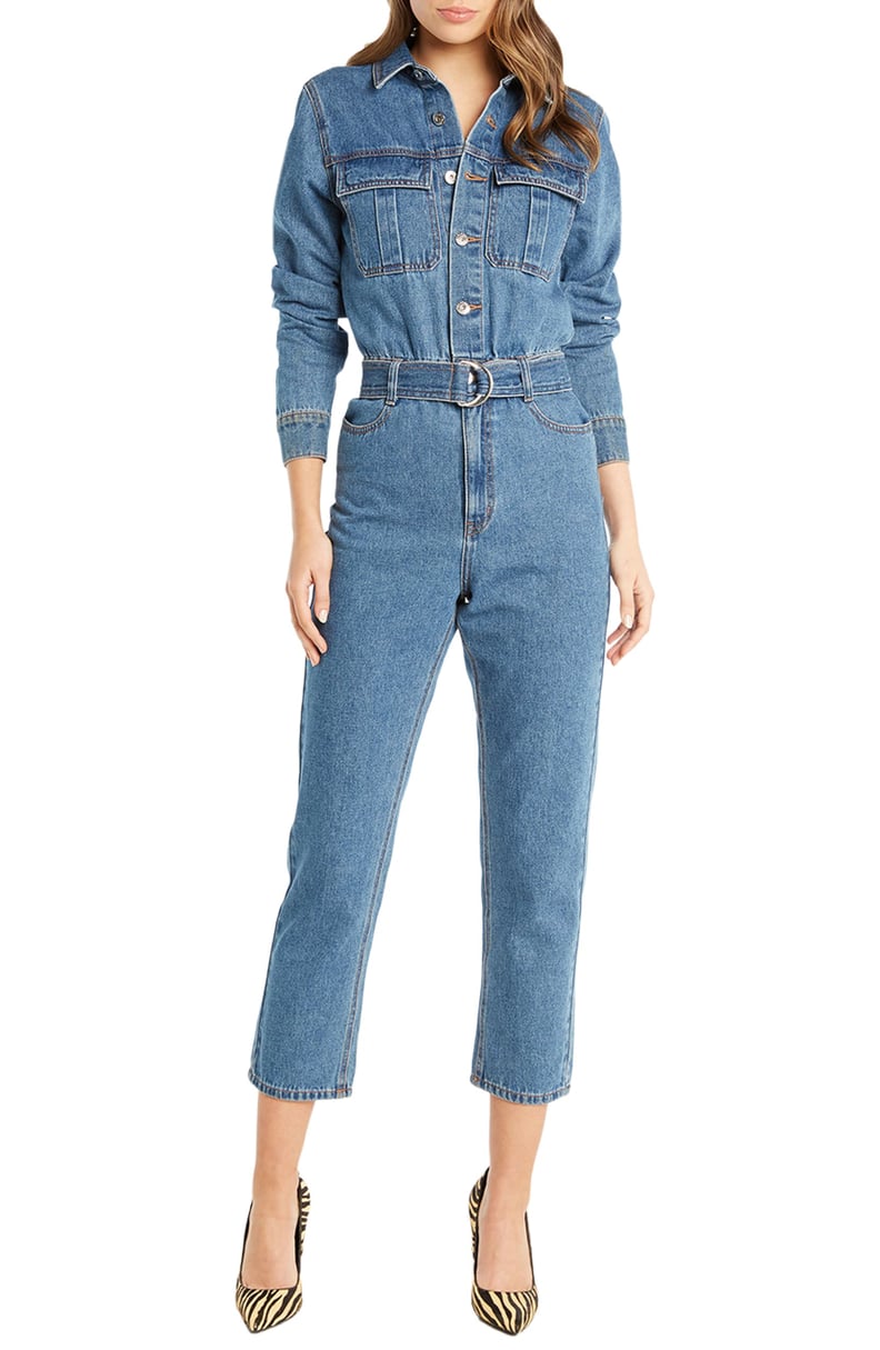 Bardot Classic Long-Sleeve Denim Jumpsuit