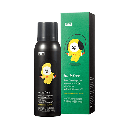 Innisfree BT21 Limited Clearing Clay Mousse Mask 2X with Super Volcanic Clusters in Chimmy