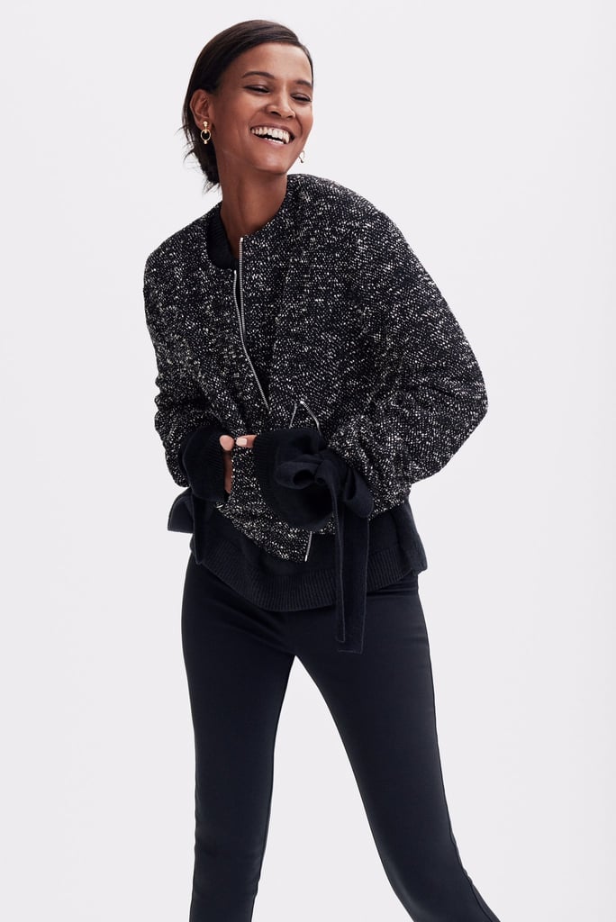 Knit Tweed Bomber Jacket