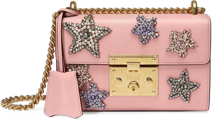 This Gucci Padlock Embroidered Shoulder Bag ($2,890) comes in a pretty millennial pink hue.