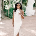 Simone Biles's High-Slit Bridal Shower Dress Is Covered in Pearls