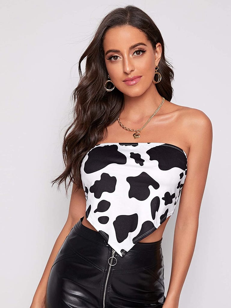For a Visually Striking Piece: Romwe Cow Print Sleeveless Tube Tank Top