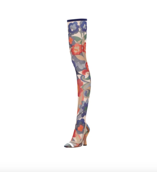 Fendi Runway Over-The-Knee Floral Mesh Boot
