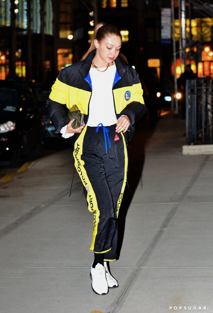 Gigi Hadid Wore a Tracksuit With Glow in the Dark Sneakers