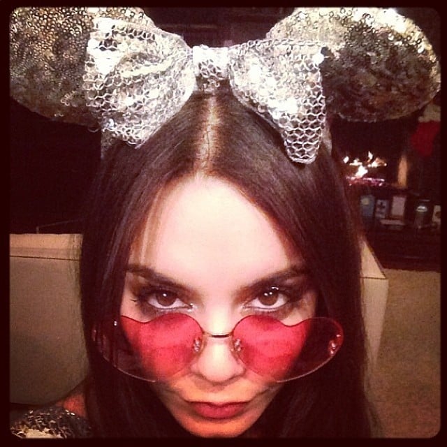 Vanessa Hudgens sported an eclectic look, including sequined Mickey Mouse ears and heart-shaped sunglasses.
Source: Instagram user vanessahudgens