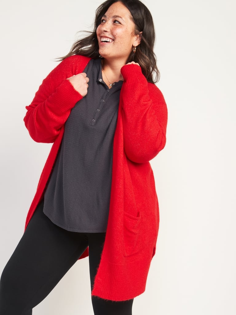 Cosy Open-Front Long-Line Plus-Size Sweater