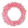 Pre-Lit Flocked Pink Artificial Christmas Wreath with Clear Lights