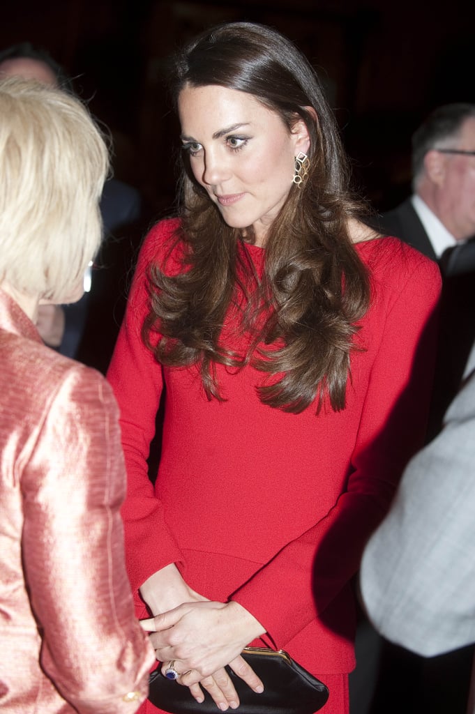 Kate opted for chestnut curls at the Dramatic Arts Reception at Buckingham Palace.