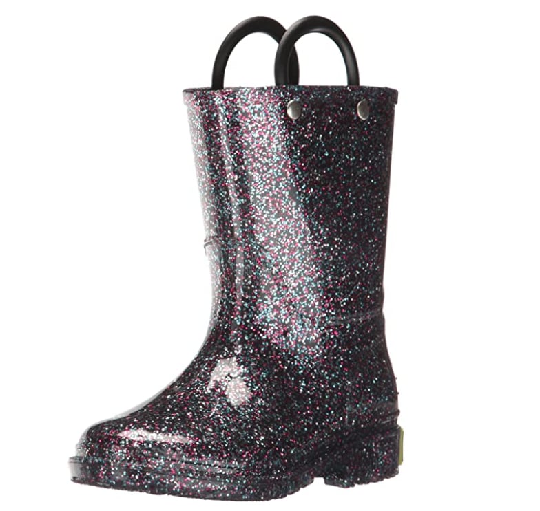 Black sparkle shop rain boots