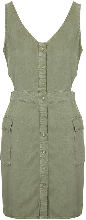 Topshop Button Front Military Inspired Dress