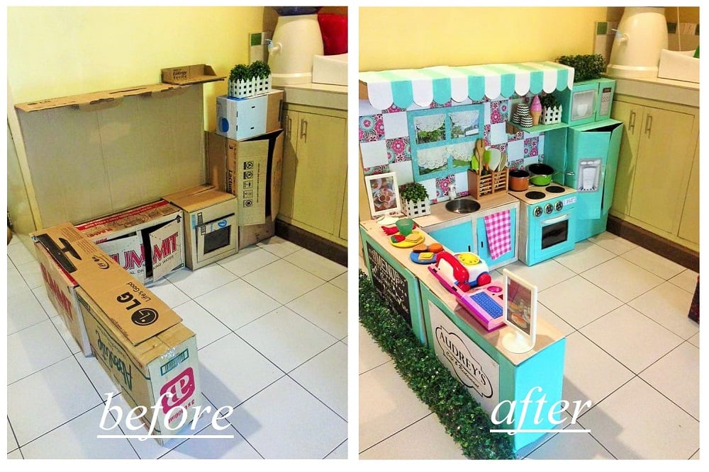DIY Cardboard Play Kitchen For Kids | PS Family