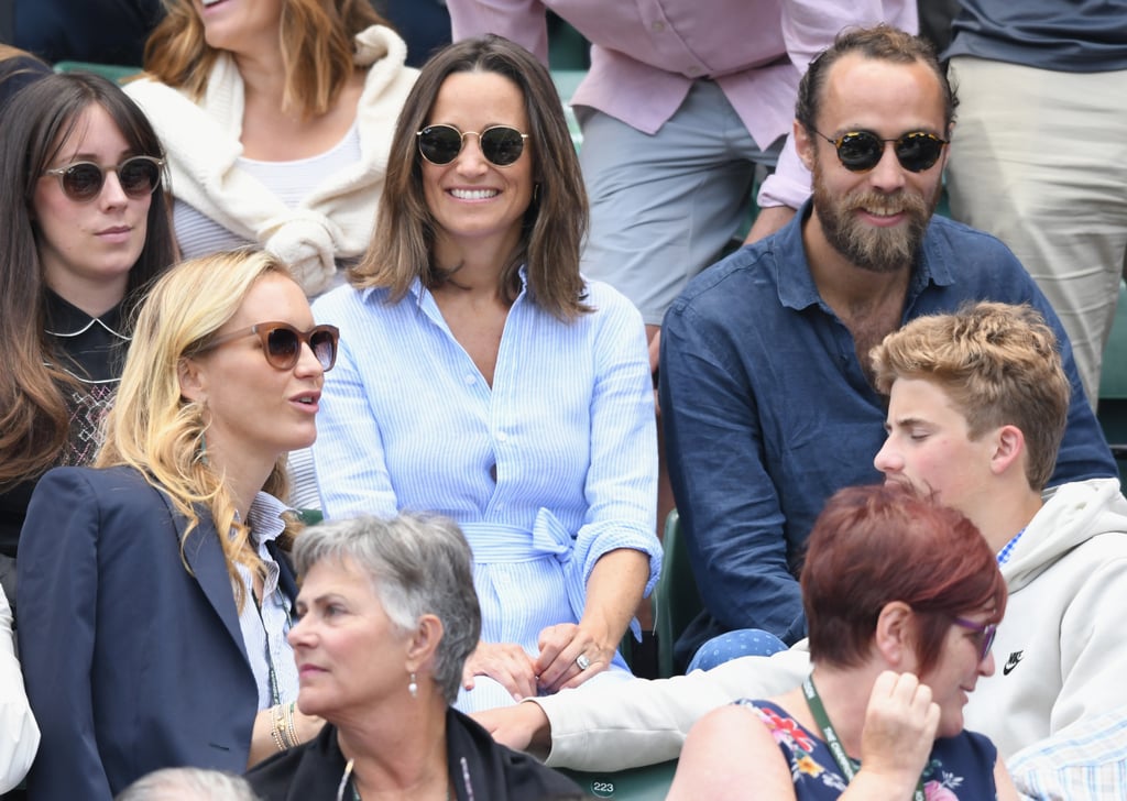 Pippa Middleton Blue Dress and Espadrilles at Wimbledon 2018