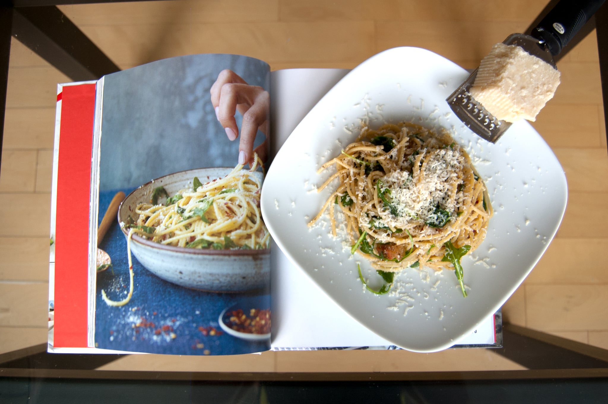 chrissy teigen's Cacio e Pepe recipe from "Cravings" cookbook, plus finished recipe