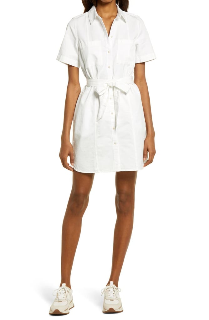 Madewell Courier Seamed Denim Tie Waist Shirtdress