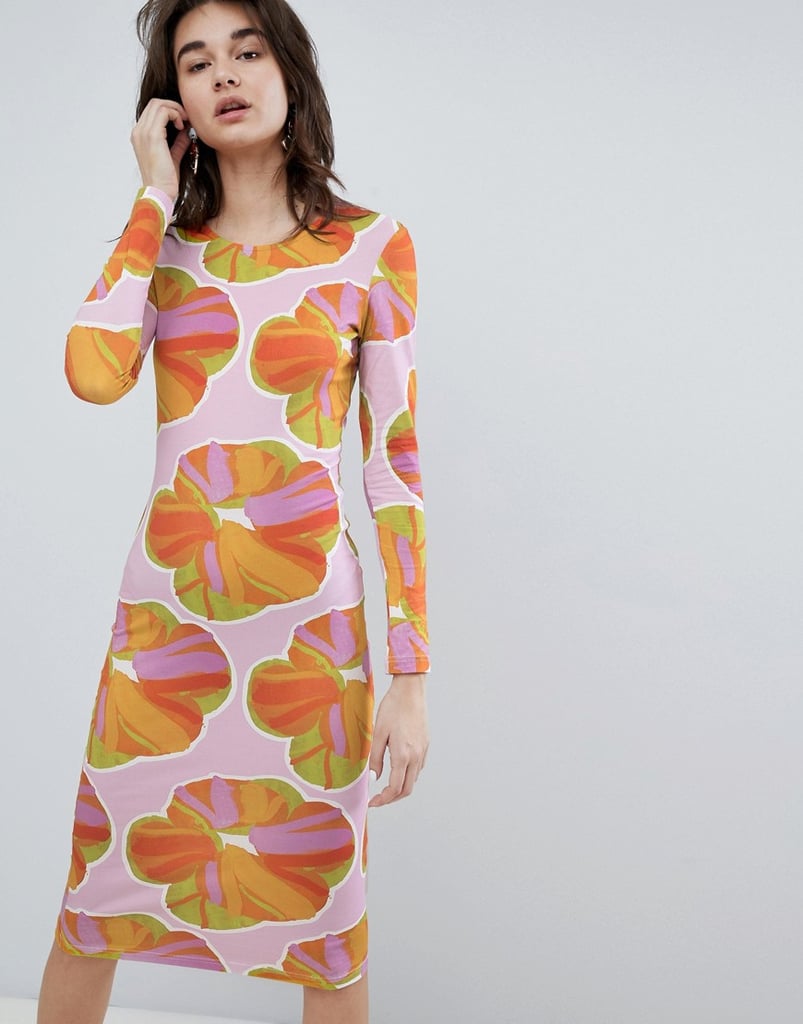 House Of Holland Minerva Floral Print Bodycon Midi Dress