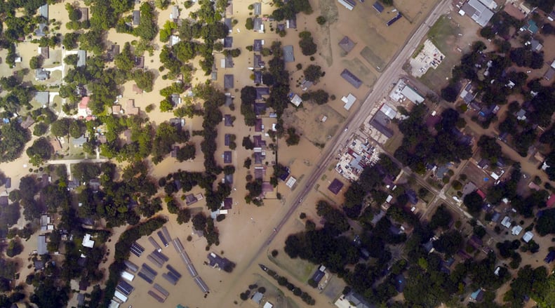 Aerial views above Denham Springs, LA.