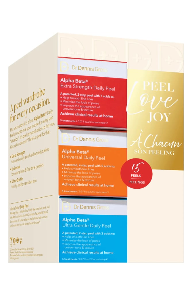 For an At-Home Facial: Dr. Dennis Gross Skincare Peel. Love. Joy. Set