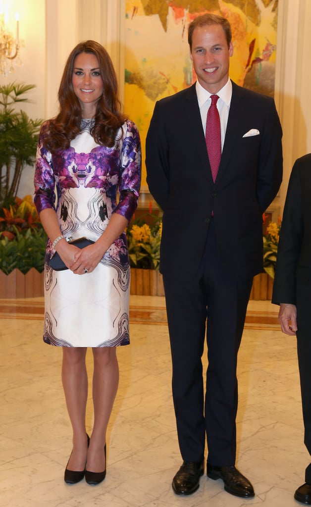 We can't get enough of this! Kate Middleton chose a purple-and-cream Rorschach floral-printed dress by Prabal Gurung as part of their Diamond Jubilee tour in Asia. To finish the look, she wore black Prada pumps and toted a black clutch.
We can't get enough of this! Kate Middleton chose a purple-and-cream Rorschach floral-printed dress by Prabal Gurung as part of their Diamond Jubilee tour in Asia. To finish the look, she wore black Prada pumps and toted a black clutch.