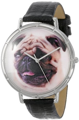 Whimsical Watches Pug Black Leather Watch ($95)