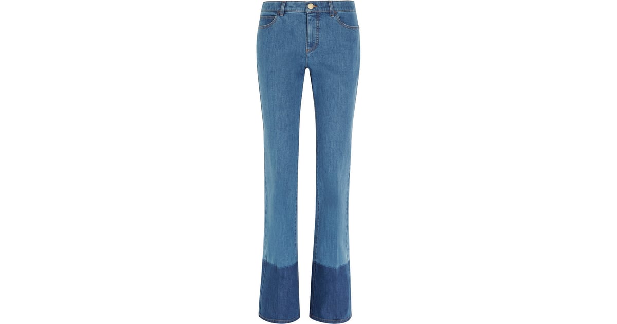 Valentino Two-Tone Mid-Rise Flared Jeans ($990) | Spring 2016 Denim ...
