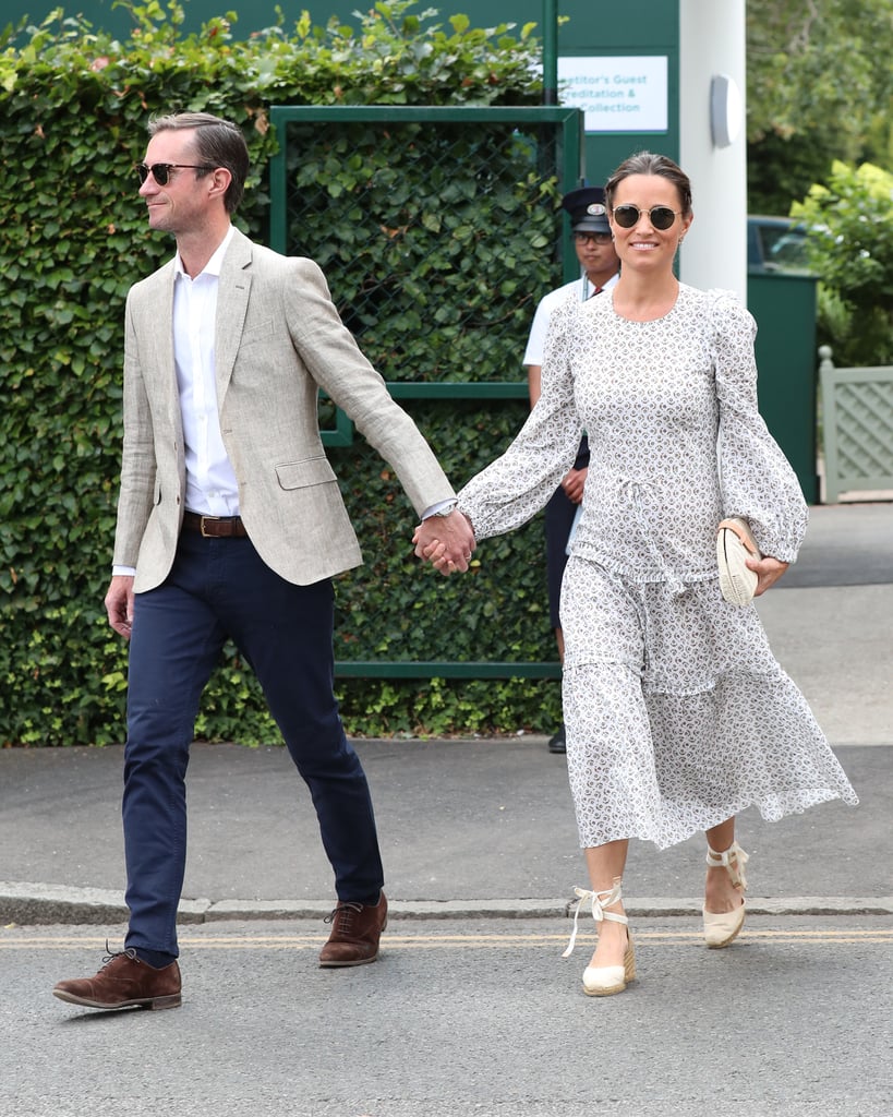 Pippa Middleton White Printed Dress at Wimbledon July 2018