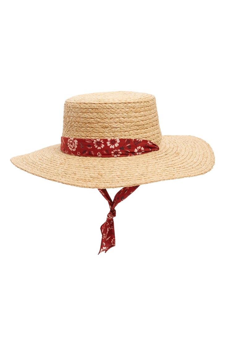 Madewell Bandana Trim Straw Hat Maternity Clothes at Nordstrom
