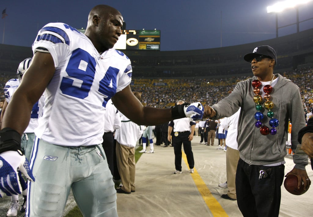 Jay Z hung out on the field before a Dallas Cowboys game in September 2008.