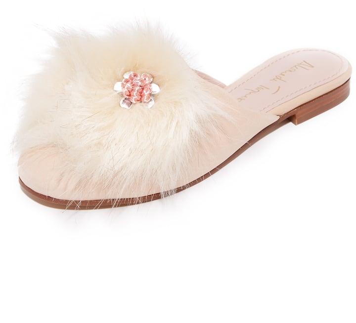 fluffy flat mules