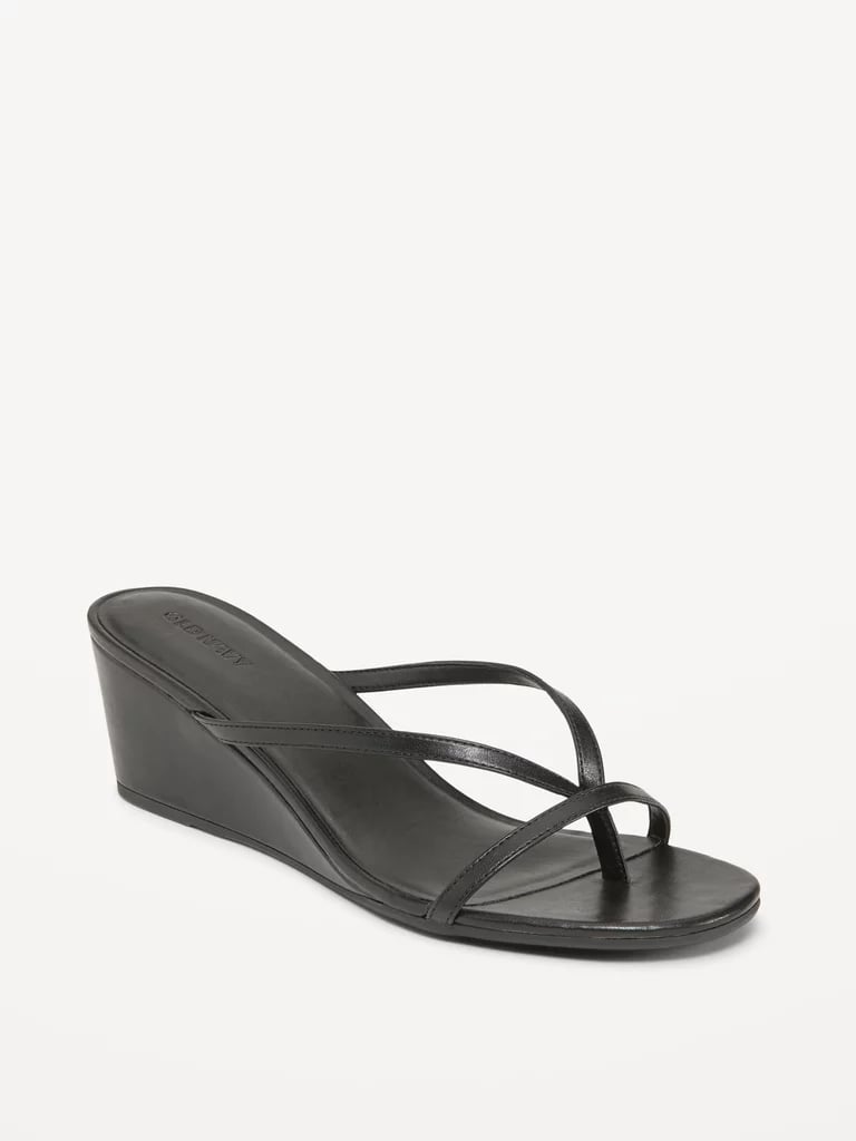 Old Navy Faux-Leather Wedge Thong Sandals
