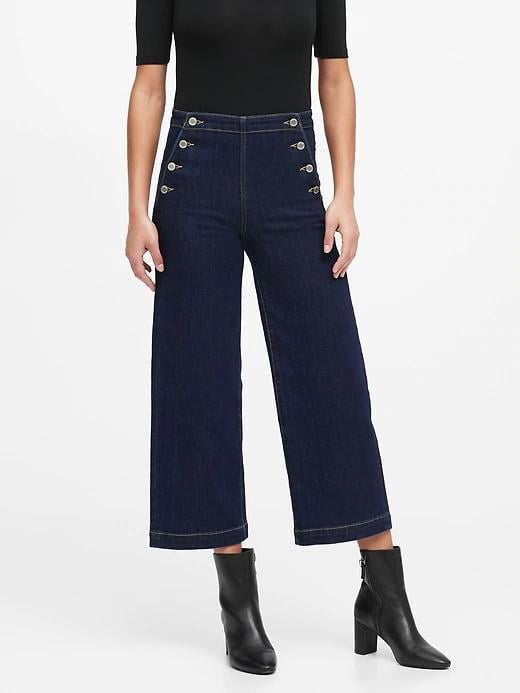 High-Rise Wide-Leg Cropped Sailor Jean