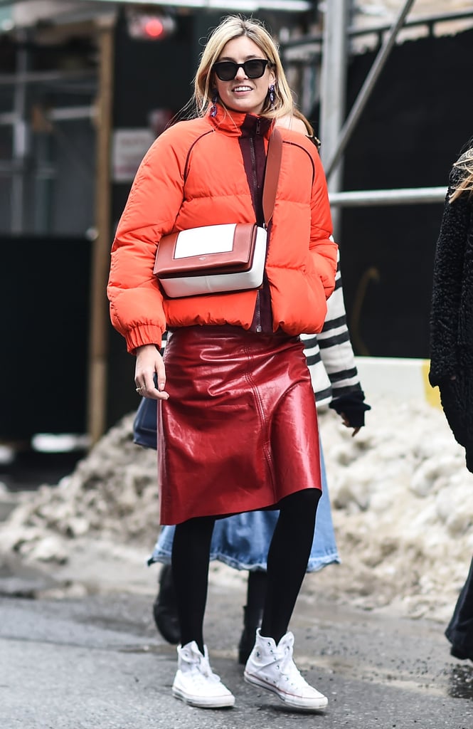 With a Leather Skirt and a Puffer Coat