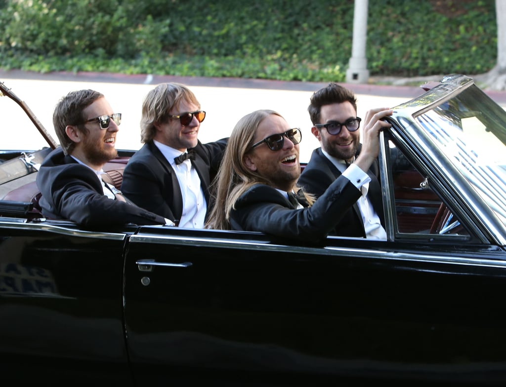 The fellas of Maroon 5 — Adam Levine, Jesse Carmichael, Mickey Madden, and Ryan Dusick — filmed a music video in LA on Saturday.