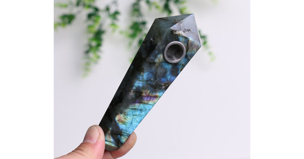 Natural Labradorite Crystal Pipe 37 26 Magical Crystal Pipes That Make Smoking Weed Look Classy As Hell Popsugar Love Sex Photo 4