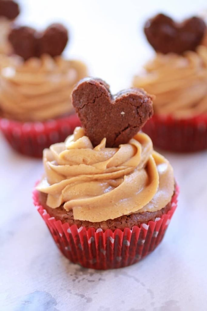 Valentine Brownie Cupcakes With Peanut Butter Frosting