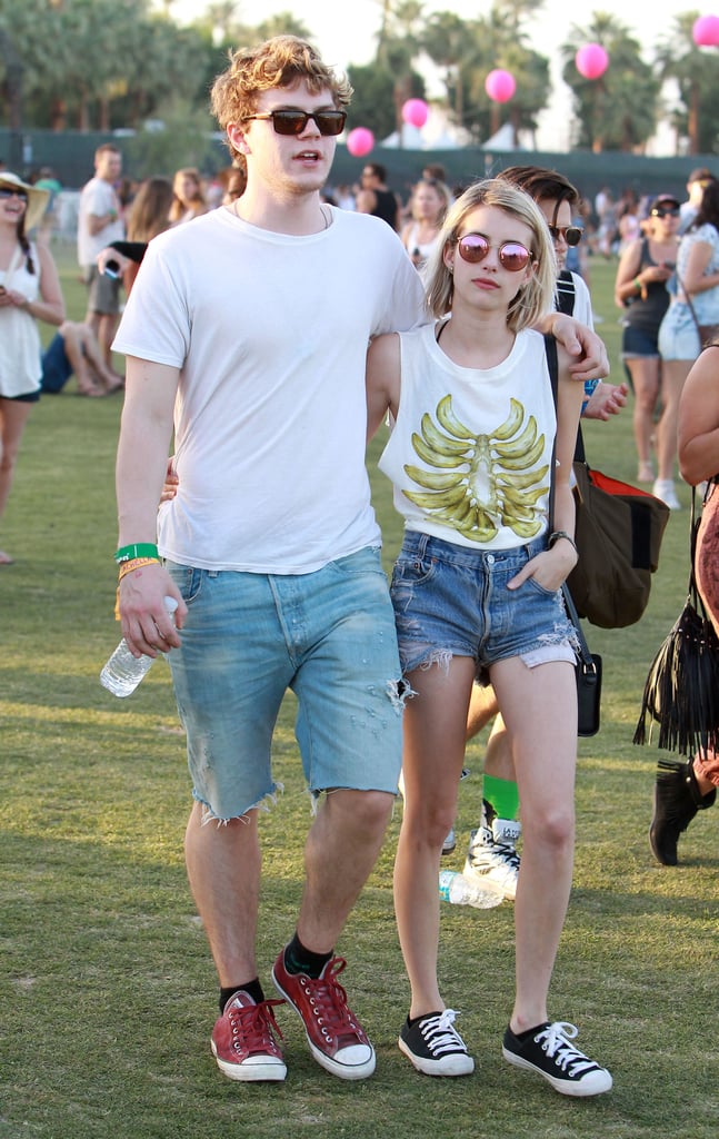 Emma Roberts and fiancé Evan Peters stayed close.