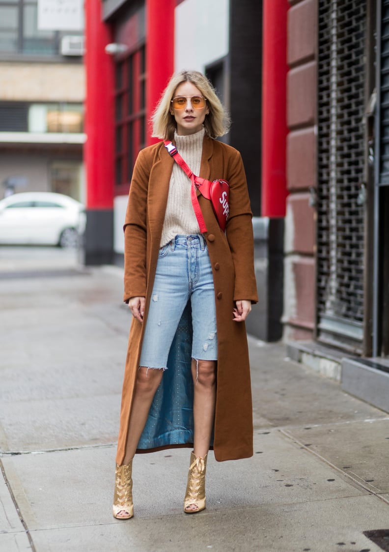 Sweater + Bermuda Shorts + Duster Coat