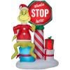 6 ft. Pre-Lit Inflatable Airblown Grinch With Santa Stop Here Sign Scene