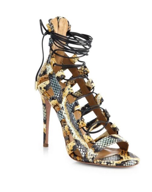 Aquazzura Amazon Snakeskin Cutout Sandals (795) Spring Shoe Trends