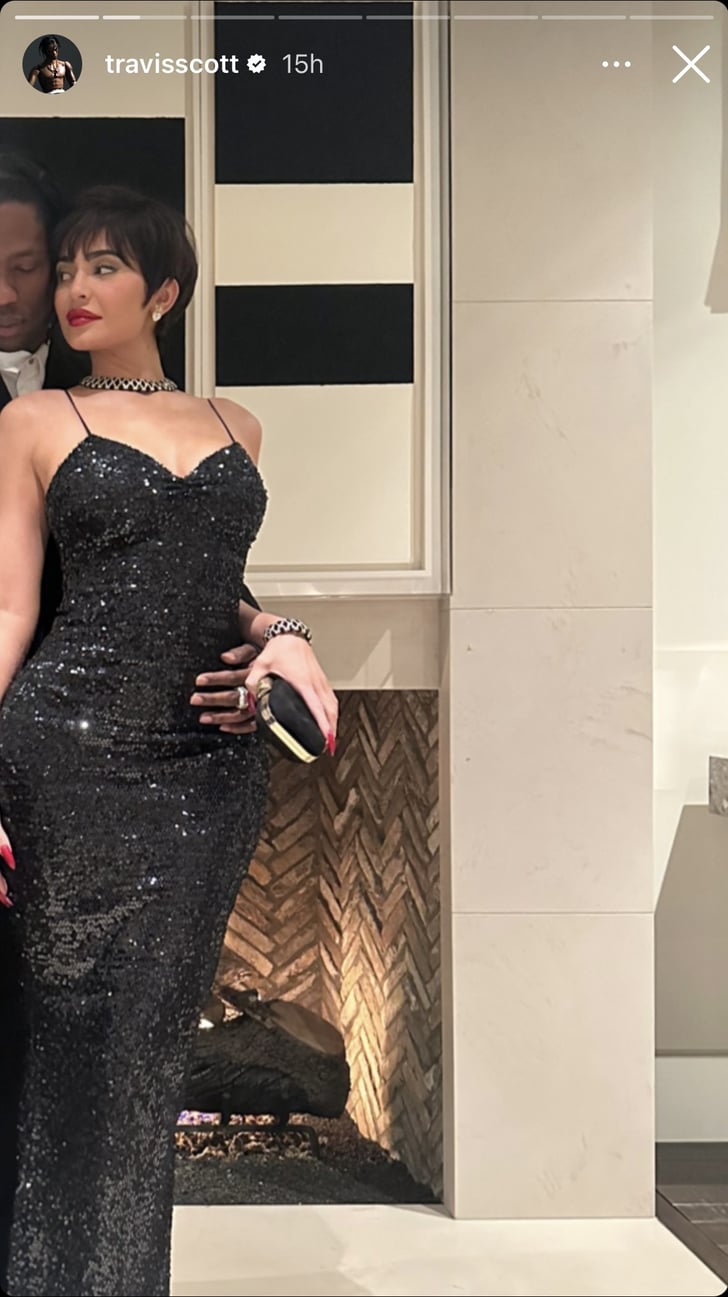 Kylie Jenner Dresses as Kris Jenner in Black Sequin Dress | POPSUGAR Fashion