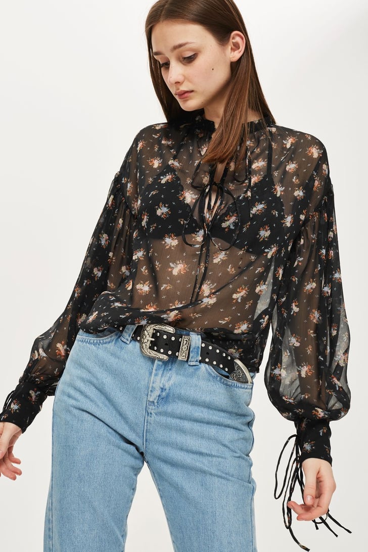 Topshop Gypsy Sheer Blouse | Valentine's Day Outfit Ideas 2018 ...