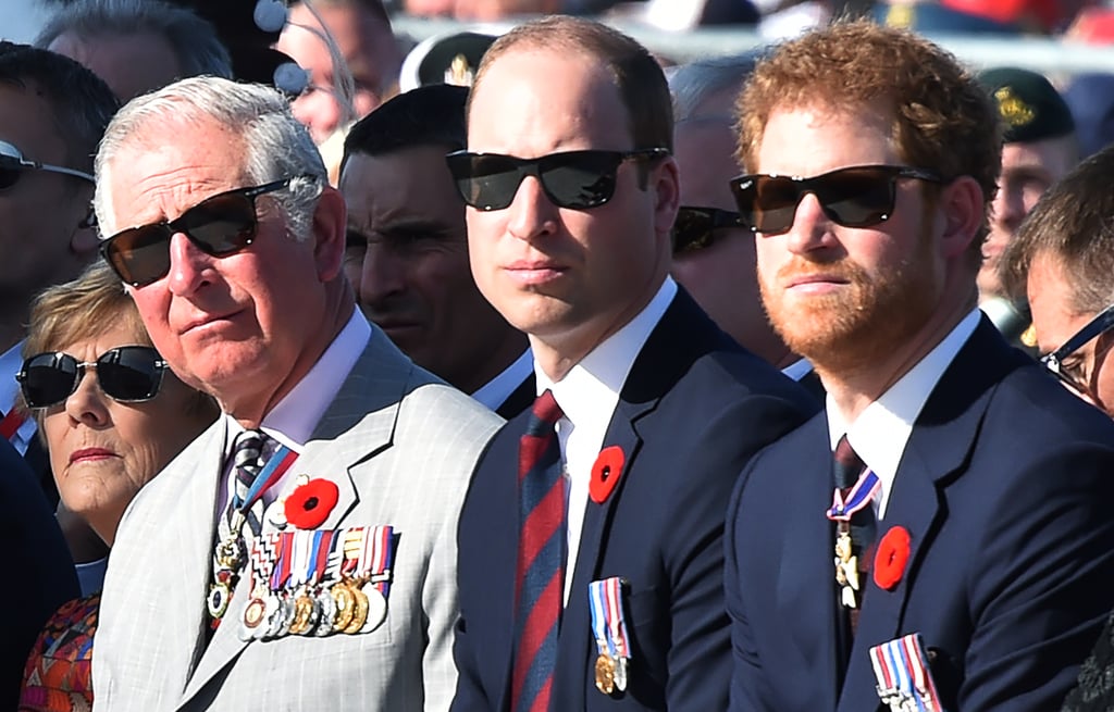 Prince Charles sat with his two sons, William and Harry, as they attended a commemoration ceremony at the Canadian National Vimy Memorial in Vimy, near Arras, northern France, in April.