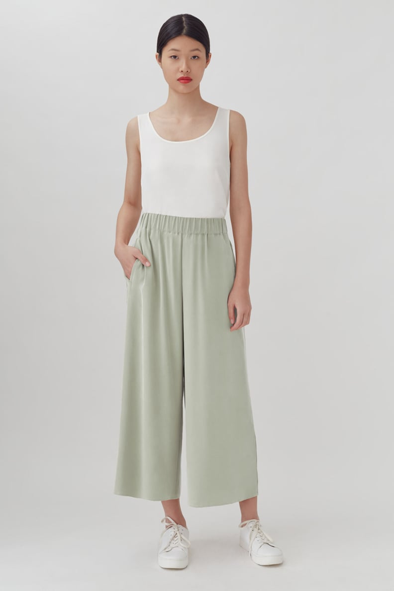 Silky Trousers: Cuyana Washable Silk Wide-Leg Cropped Pants